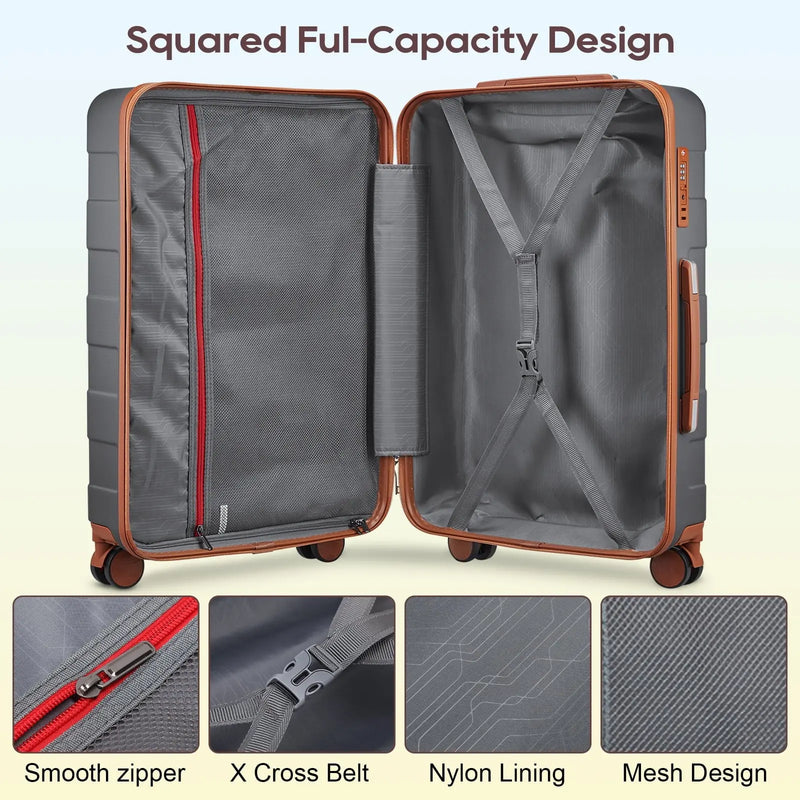 Luggage, ABS Hard Luggage Set with Spinner Wheels, with TSA Lock, Lightweight and Durable (Unisex) - Puck's