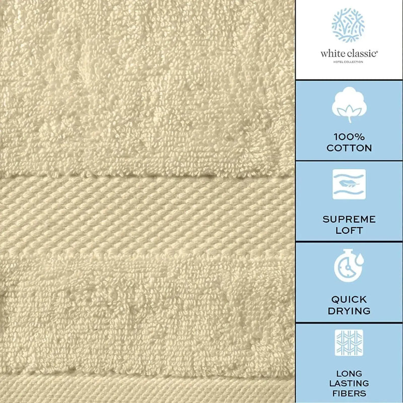 Luxury Bath Towels Set of 4 Large 700 GSM Cotton Ultra Soft 27x54 in Beige Color - Puck's