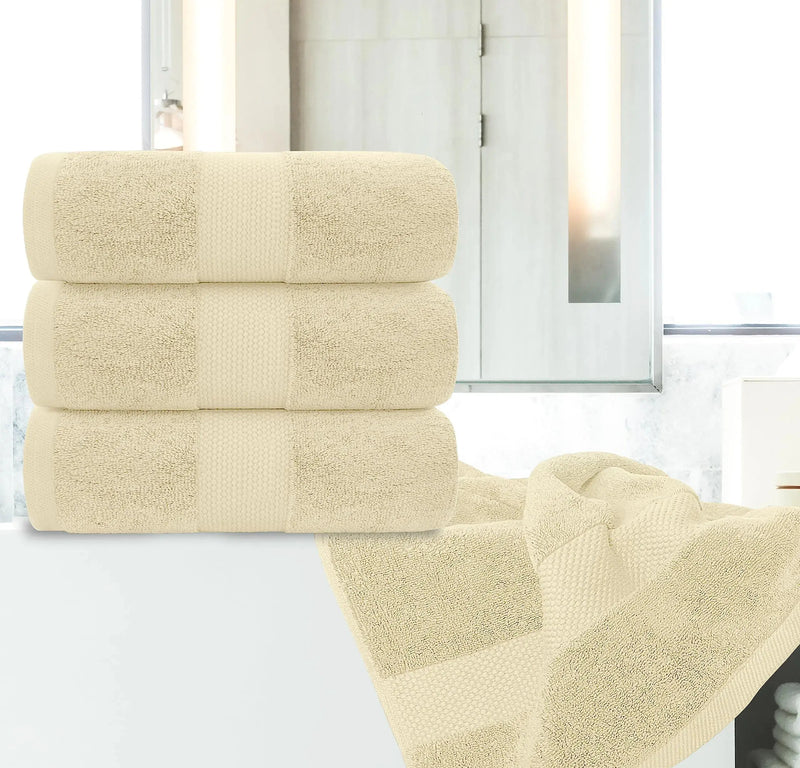 Luxury Bath Towels Set of 4 Large 700 GSM Cotton Ultra Soft 27x54 in Beige Color - Puck's