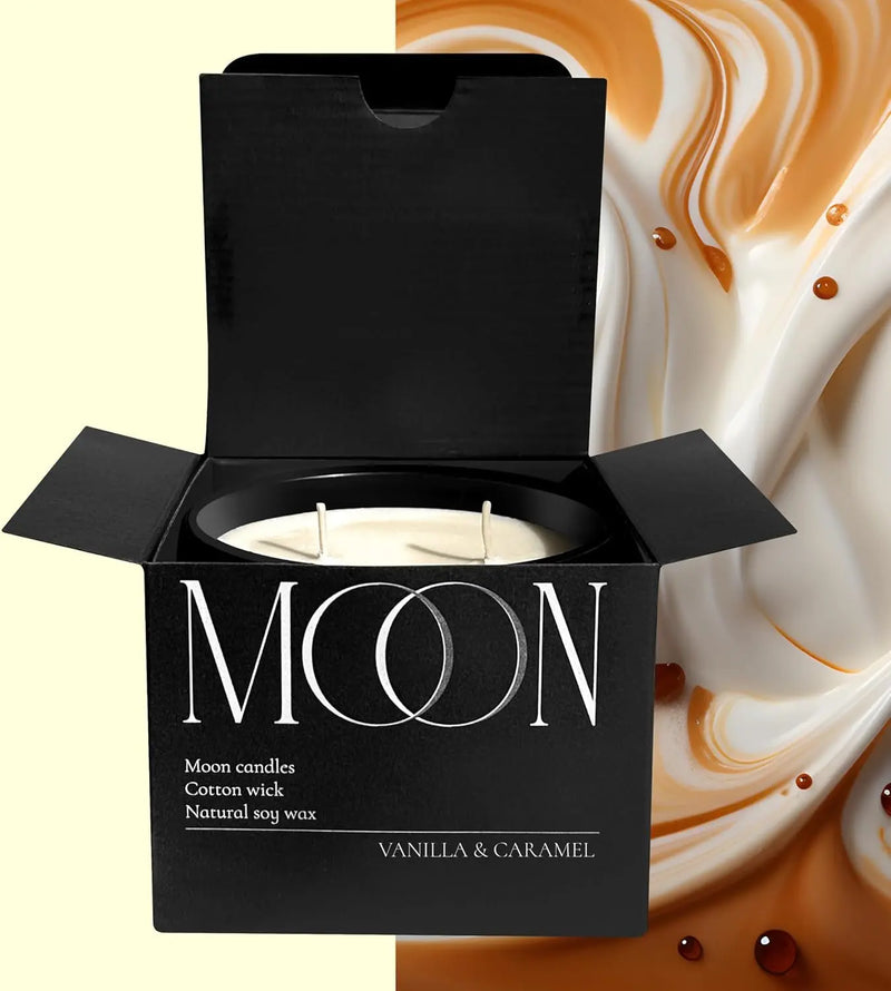 Luxury Candles for Home by  | Candles Vanilla |Vanilla Candles for Men | Non Toxic Candles | Vanilla & Caramel Black Candles | - Puck's