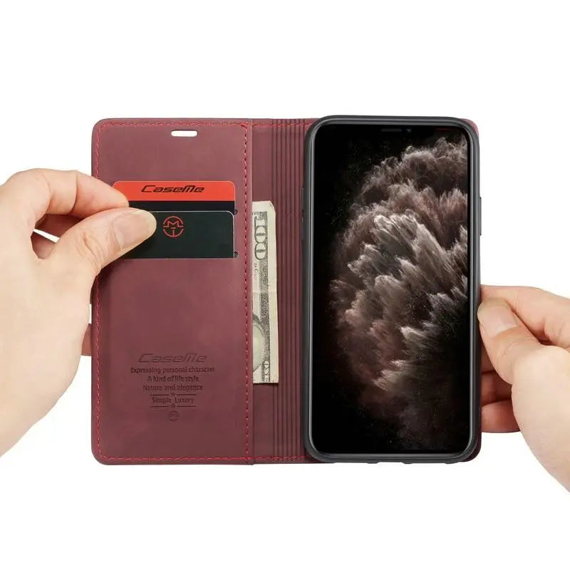 Luxury Magnetic Flip Wallet Case for iPhone 7, 8, X, 11, 12, 13 - Puck's
