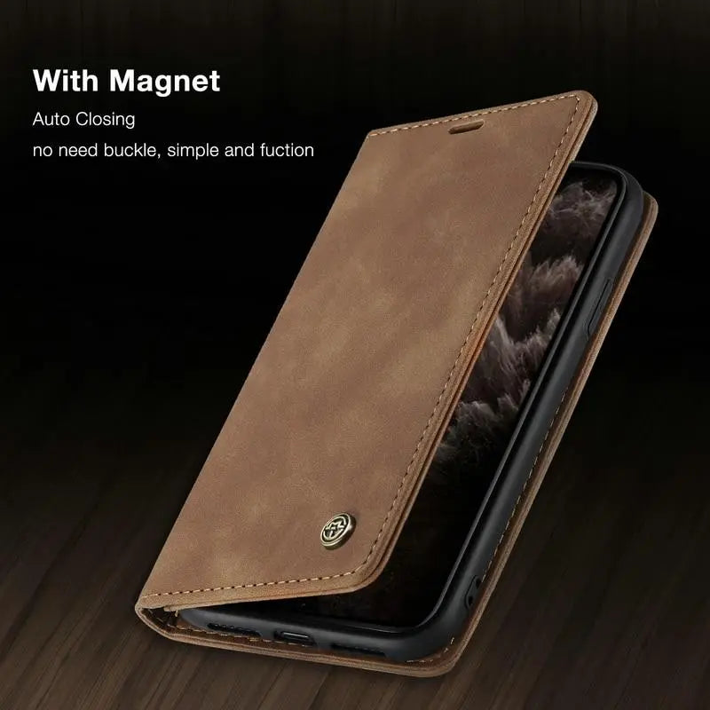 Luxury Magnetic Flip Wallet Case for iPhone 7, 8, X, 11, 12, 13 - Puck's