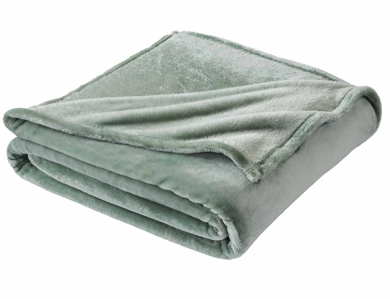Luxury Velvet Plush Blanket, Soft Green, King - Puck's