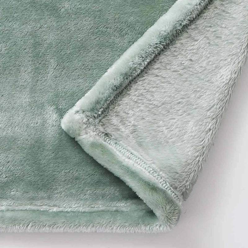 Luxury Velvet Plush Blanket, Soft Green, King - Puck's