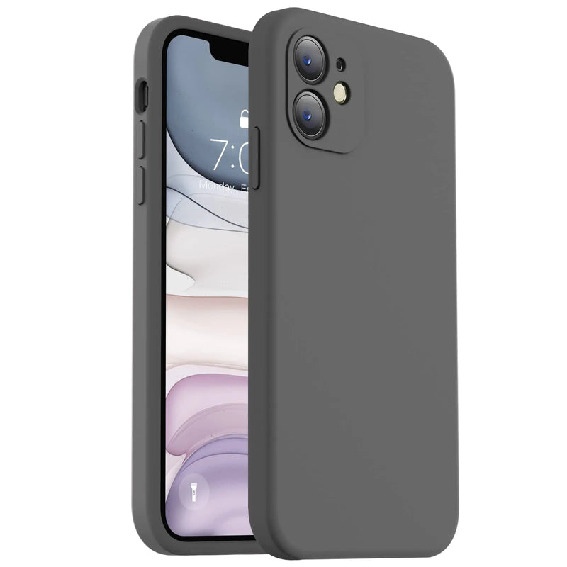 Vooii Compatible with iPhone 11 Case, Upgraded Liquid Silicone with [Flat Edges] [Camera Protection] [Soft Anti-Scratch Microfiber Lining] Phone Case for iPhone 11 6.1 inch - Black - Puck's