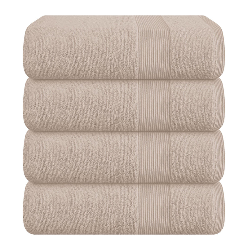 4 Pack Bath Towel Set 27X54, 100% Ring Spun Cotton, Ultra Soft Highly Absorbent Machine Washable Hotel Spa Quality Bath Towels for Bathroom, 4 Bath Towels Tan