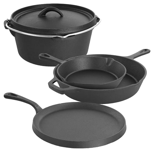 MegaChef Pre-Seasoned Cast Iron 5-Piece Kitchen Cookware Set, Pots and - Puck's