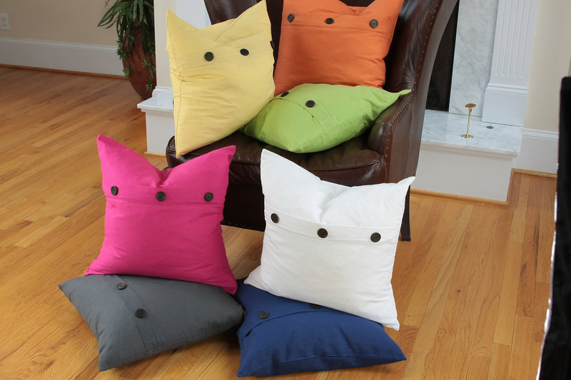 ML13004 Solid Color with Buttons Pillow, 20"x20" - Puck's