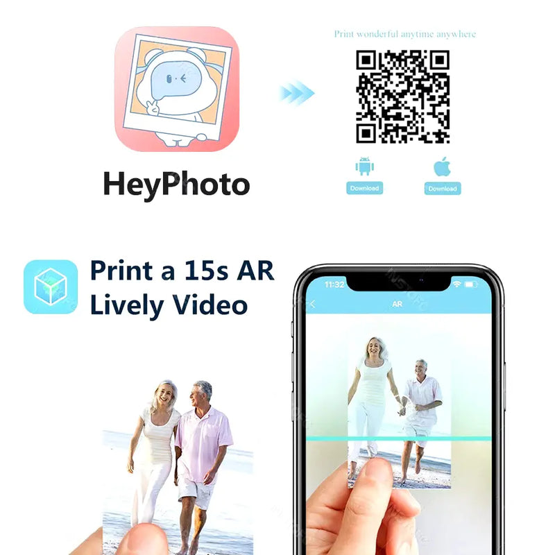 MT53 Color Photo Portable Printer Mobile Phone Mini Handheld Pocket Wifi Bluetooth Printing Machine 2X3 Inch Sticky-Backed Paper - Puck's