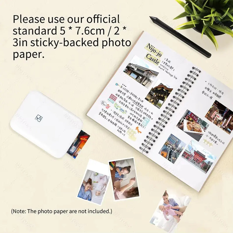 MT53 Color Photo Portable Printer Mobile Phone Mini Handheld Pocket Wifi Bluetooth Printing Machine 2X3 Inch Sticky-Backed Paper - Puck's