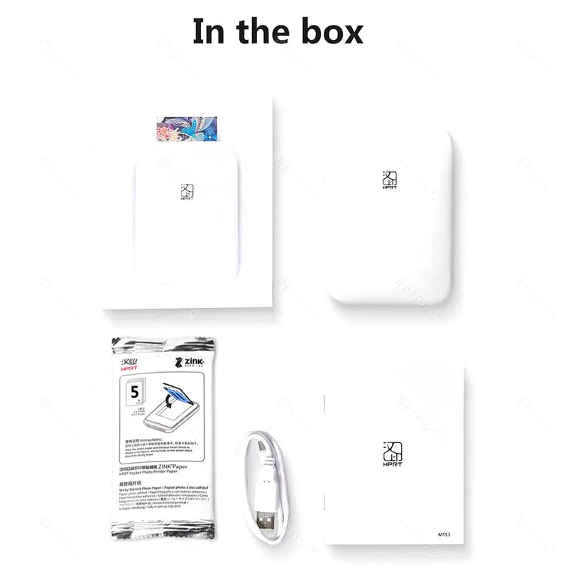MT53 Color Photo Portable Printer Mobile Phone Mini Handheld Pocket Wifi Bluetooth Printing Machine 2X3 Inch Sticky-Backed Paper - Puck's
