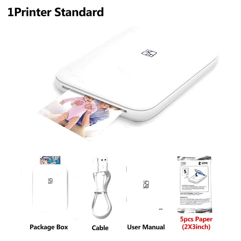 MT53 Color Photo Portable Printer Mobile Phone Mini Handheld Pocket Wifi Bluetooth Printing Machine 2X3 Inch Sticky-Backed Paper - Puck's