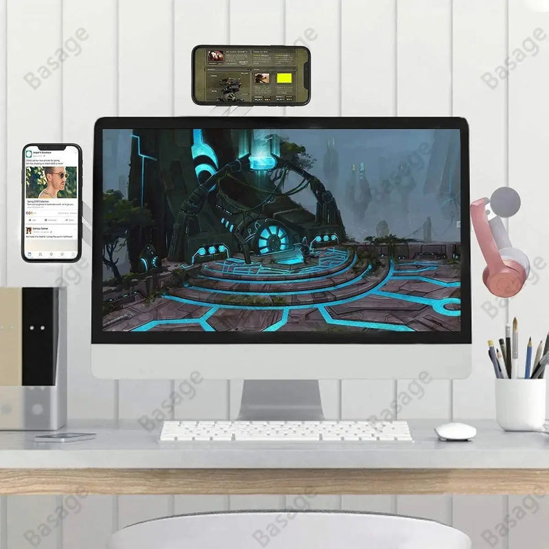 Magnetic Laptop Phone Holder Computer Monitor Side Cell Phone by Cloud Valley for Iphone 14/13/12 Series Case and All Phone - Puck's