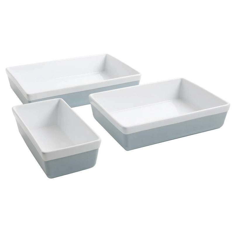 Martha Stewart Dual-Tone 3 Piece Stoneware Rectangle Bakeware Set in - Puck's