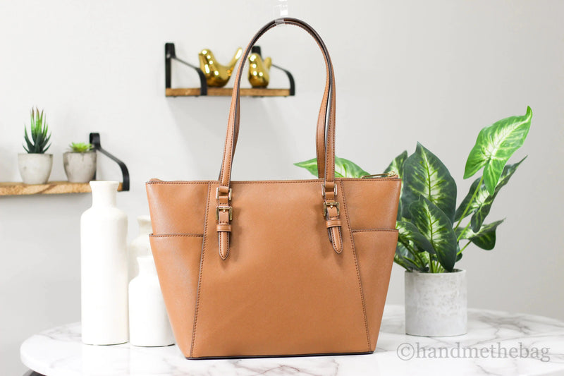 Michael Kors Charlotte Bagage Leer Grote Top Zip Tote - Puck's