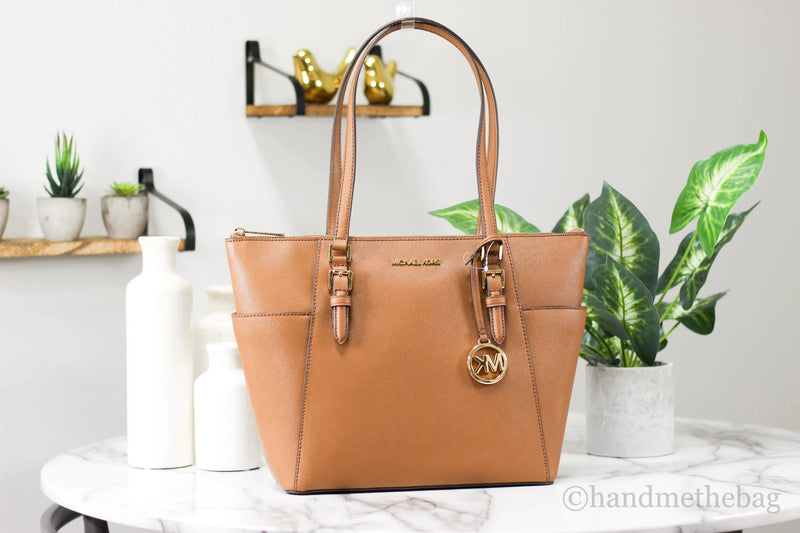 Michael Kors Charlotte Bagage Leer Grote Top Zip Tote - Puck's