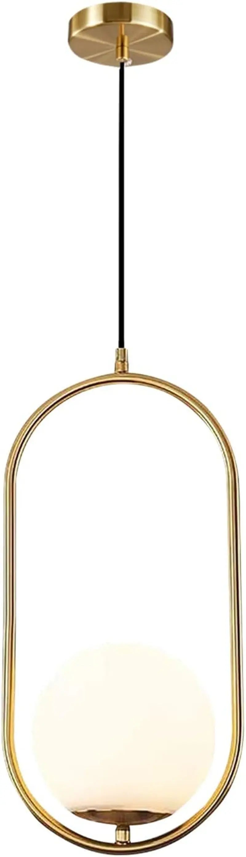 Modern 1-Light Glass Globe Pendant Light Fixture Gold and White Pendant Hanging Lamp Mid Century Minimalist Brushed Brass Pendant Lighting for Kitchen Island Bathroom (7.9”-Small) - Puck's