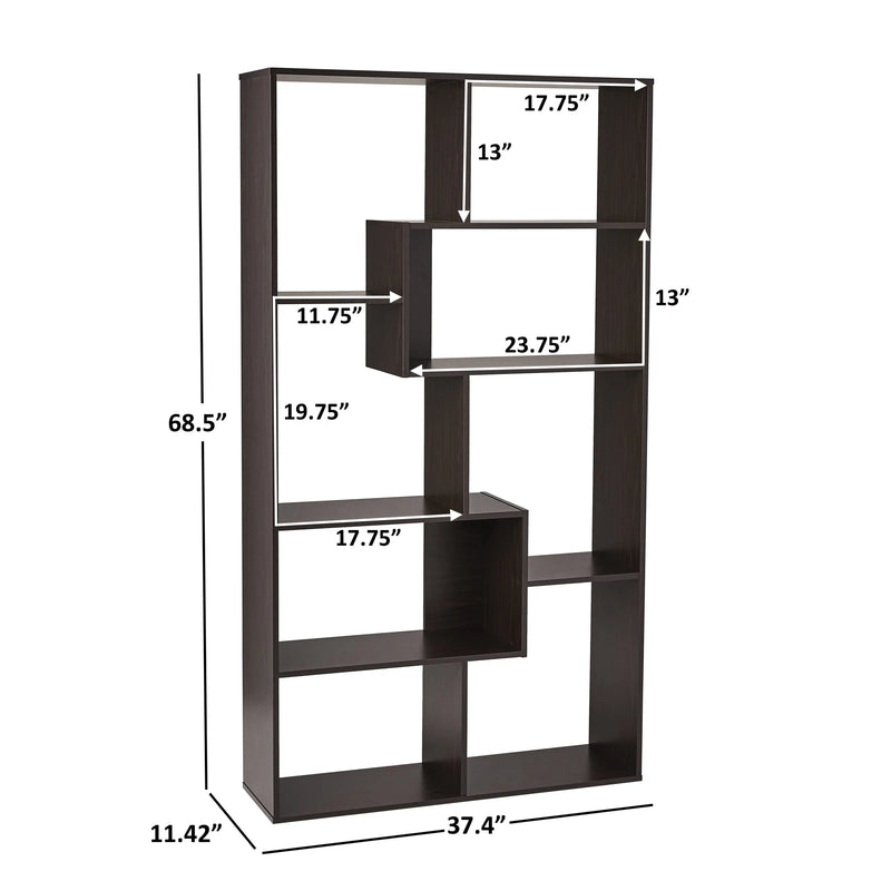 Modern 8-Cube Bookcase, Espresso - Puck's