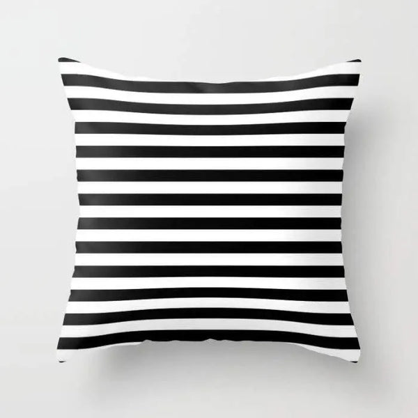 Modern Black White Stripes Monochrome Pattern Pillow - Puck's