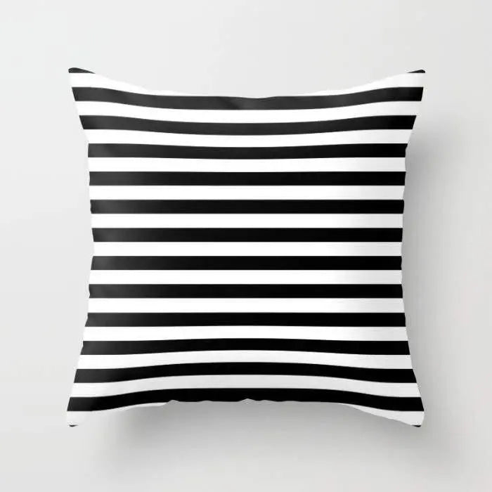 Modern Black White Stripes Monochrome Pattern Pillow - Puck's