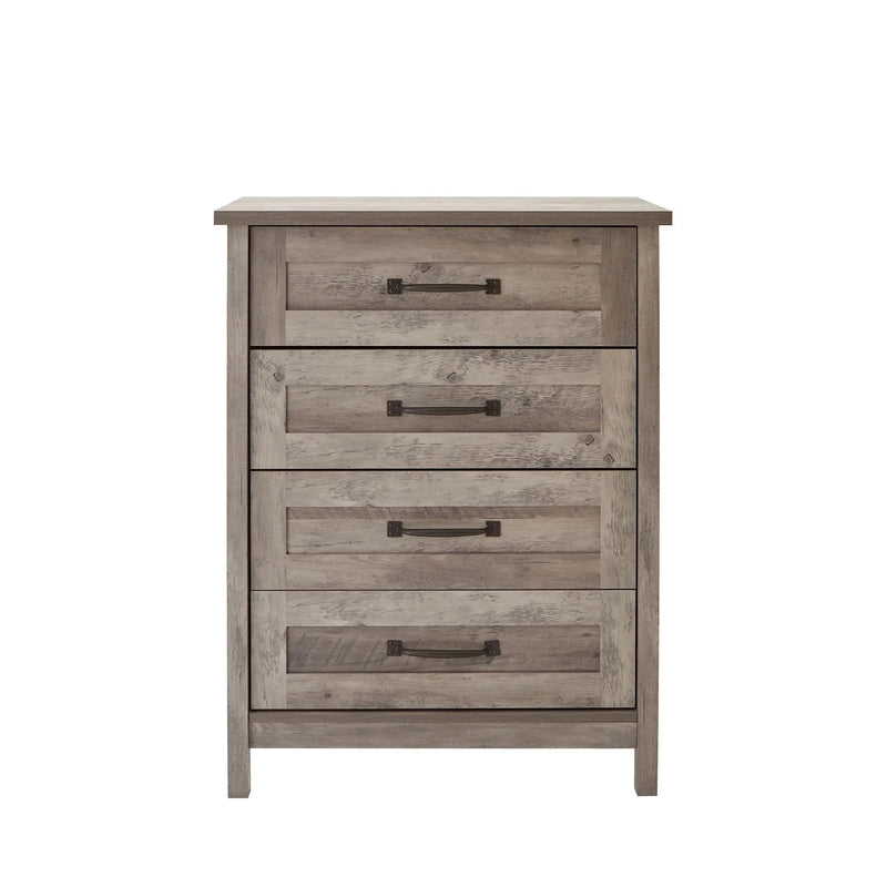 Modern Farmhouse 4-Drawer Dresser, Rustic Gray Finish - Puck's