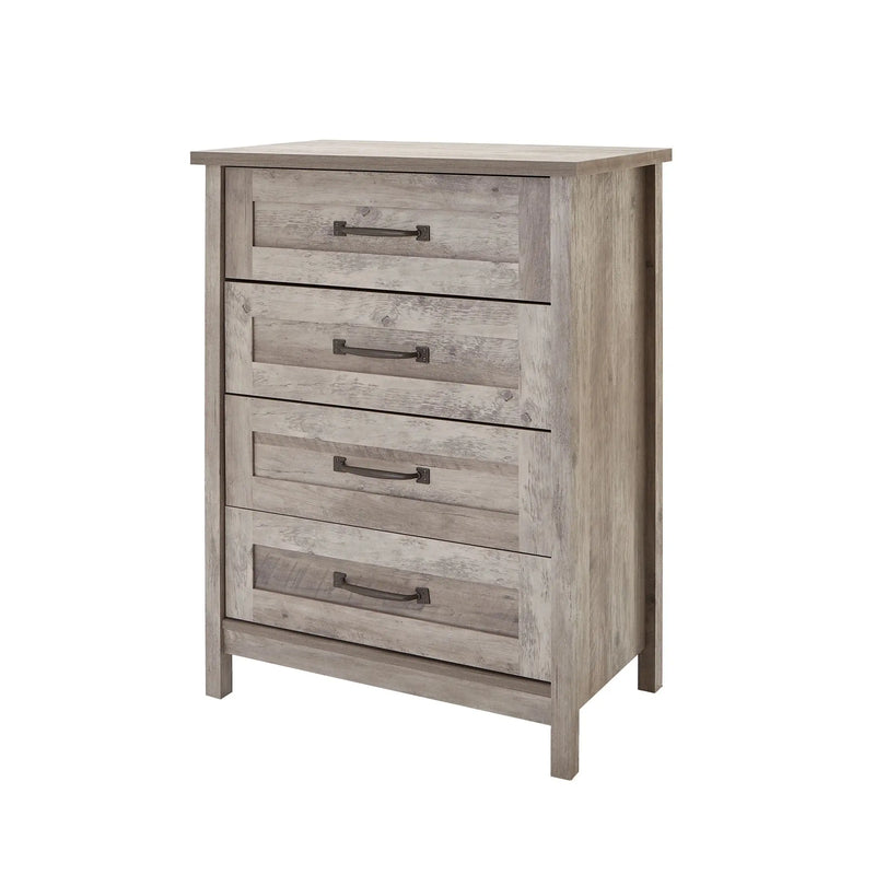 Modern Farmhouse 4-Drawer Dresser, Rustic Gray Finish - Puck's