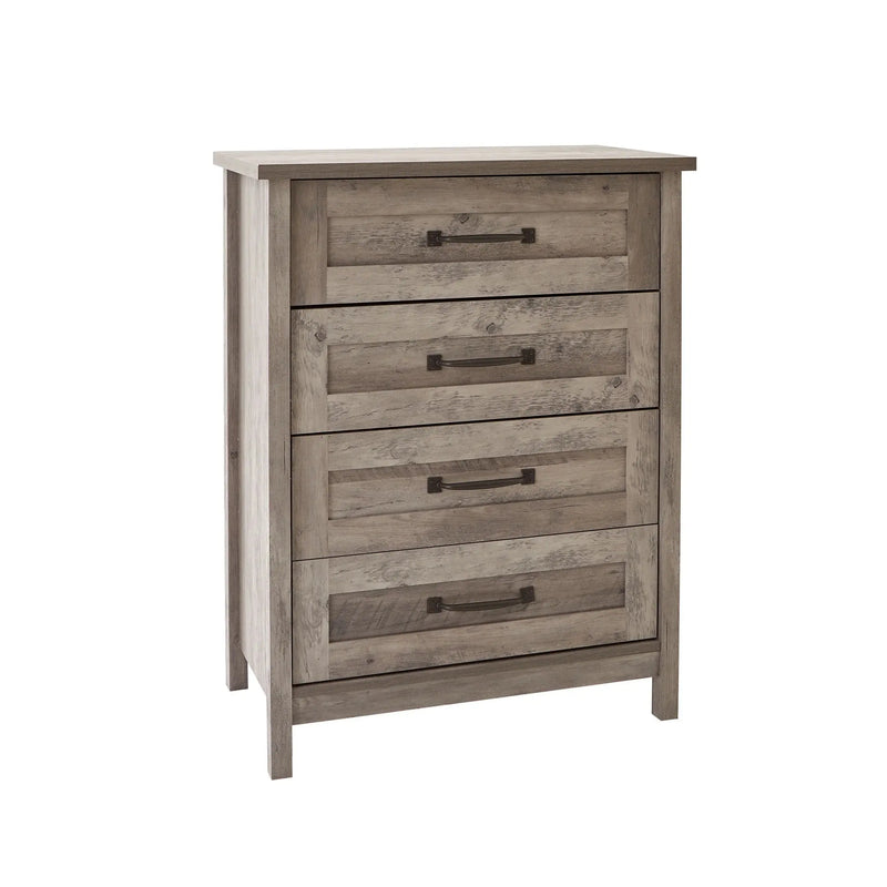 Modern Farmhouse 4-Drawer Dresser, Rustic Gray Finish - Puck's