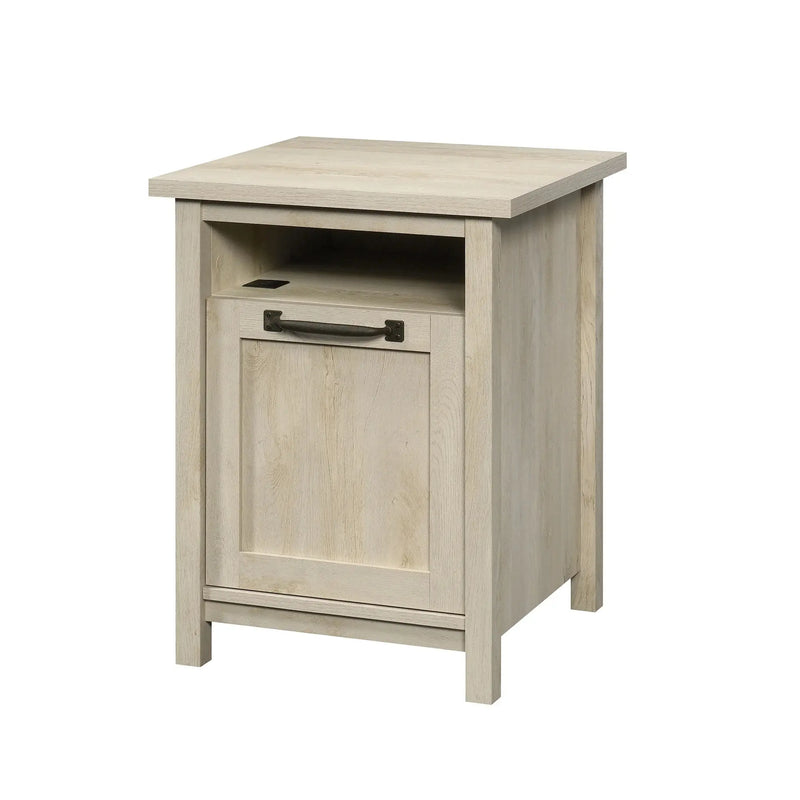 Modern Farmhouse USB Nightstand, Rustic White Finish - Puck's