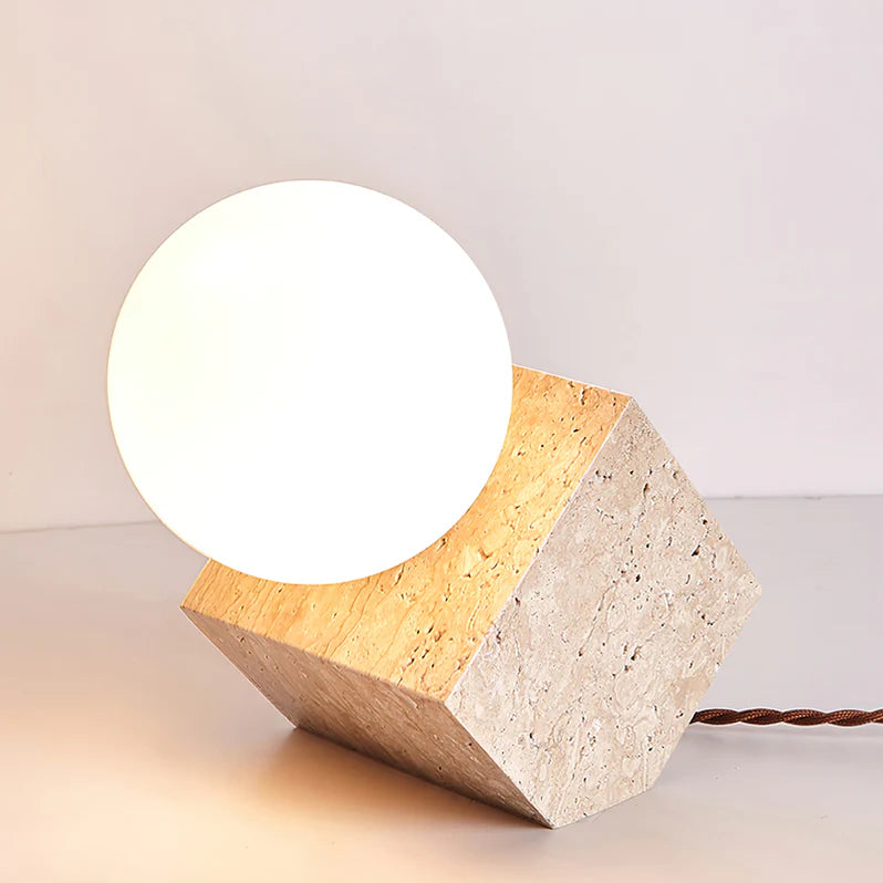 Moon Travertine StoneTable Lamp - Puck's