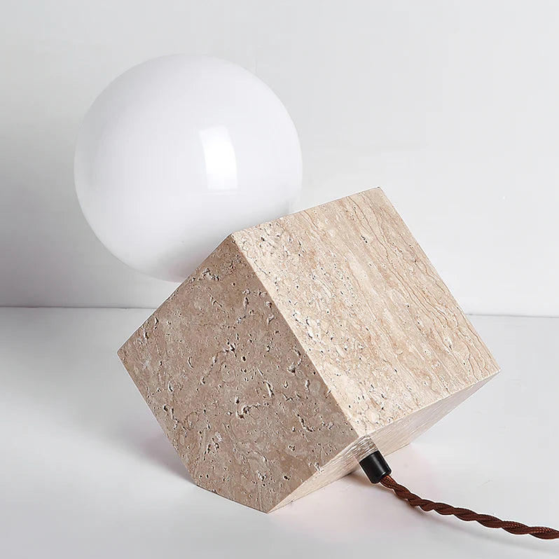 Moon Travertine StoneTable Lamp - Puck's