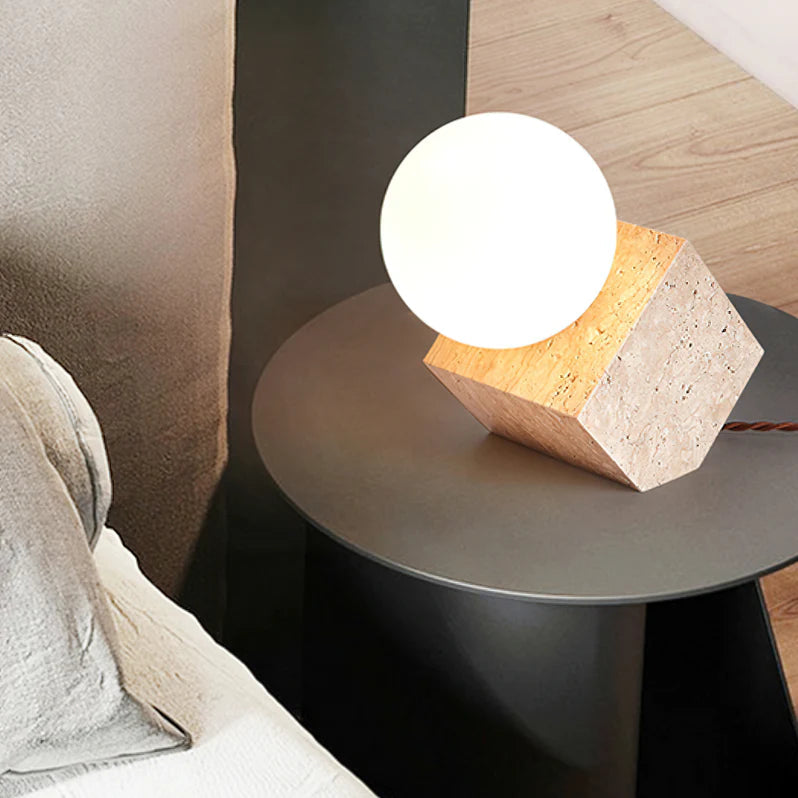 Moon Travertine StoneTable Lamp - Puck's