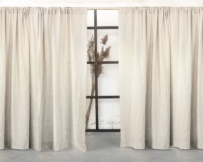 Moss Green linen curtain with rod pocket - Puck's