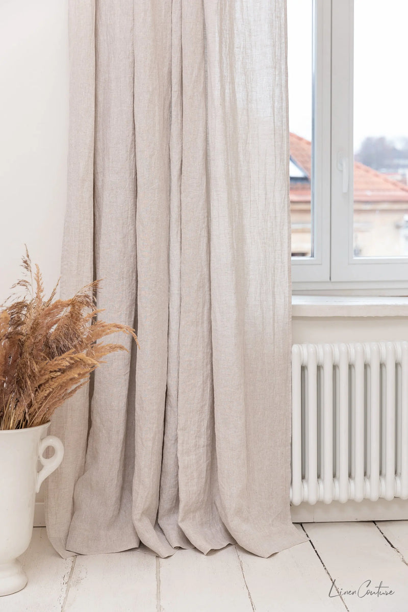 Natural Light linen curtain panel with rod pocket - Puck's