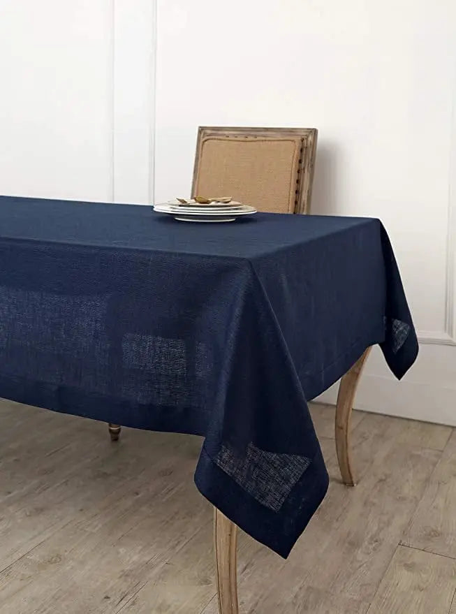 Navy Blue Tablecloth | Pure Linen | Linen Cotton Mix | Soft | Handmade - Puck's