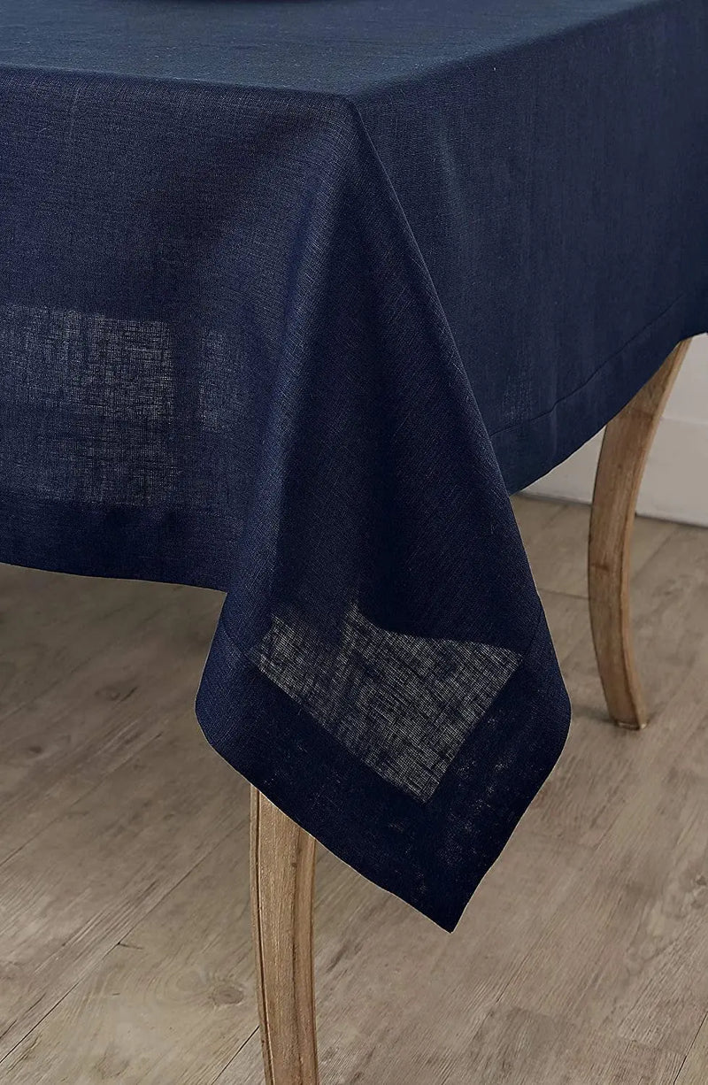 Navy Blue Tablecloth | Pure Linen | Linen Cotton Mix | Soft | Handmade - Puck's