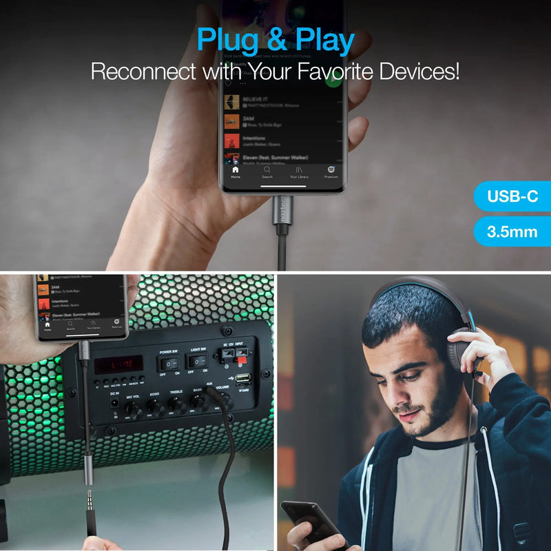 Naztech USB-C to 3.5mm Audio Adapter with Plug and Play Convenience - Puck's