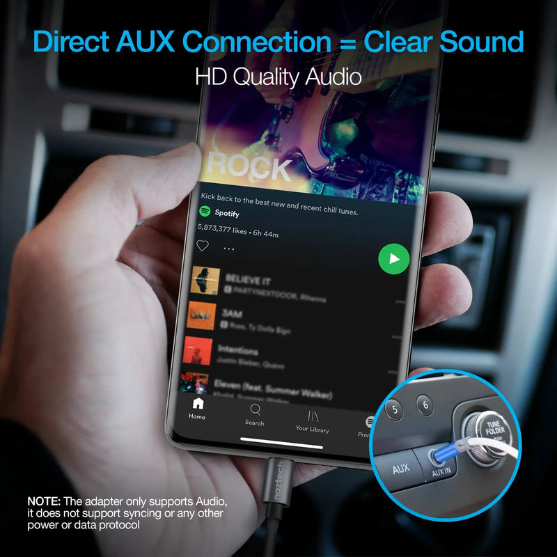 Naztech USB-C to 3.5mm Audio Adapter with Plug and Play Convenience - Puck's