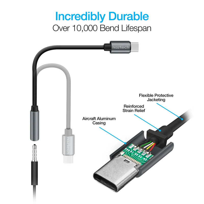 Naztech USB-C to 3.5mm Audio Adapter with Plug and Play Convenience - Puck's