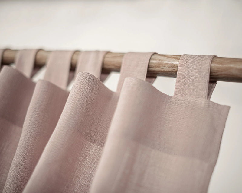 Night Blue linen curtain with tabs - Puck's