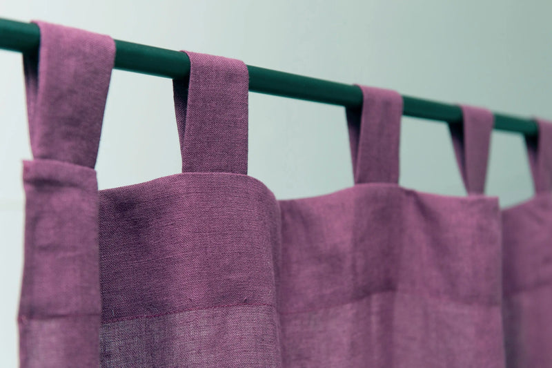 Night Blue linen curtain with tabs - Puck's