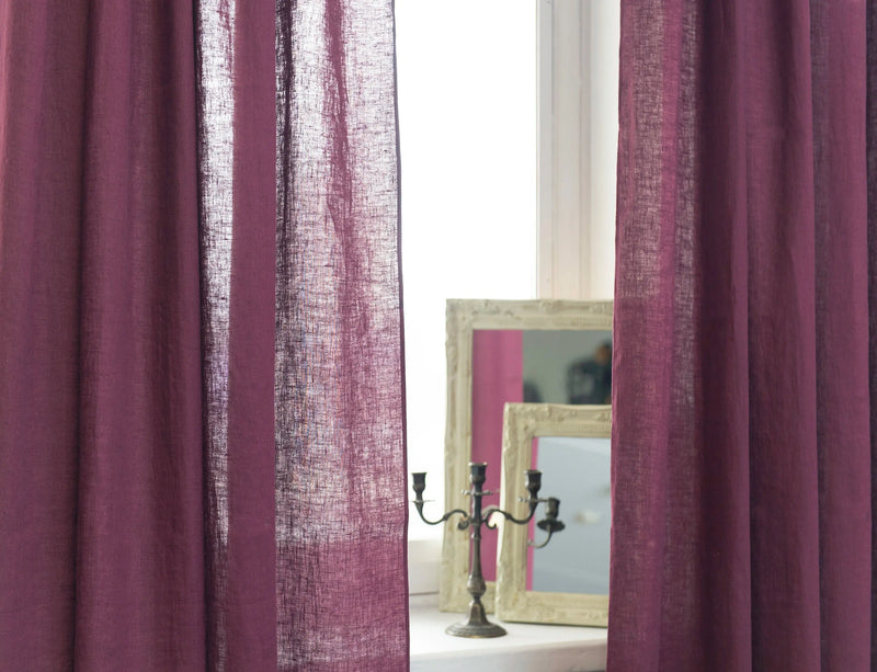 Night Blue linen curtain with tabs - Puck's