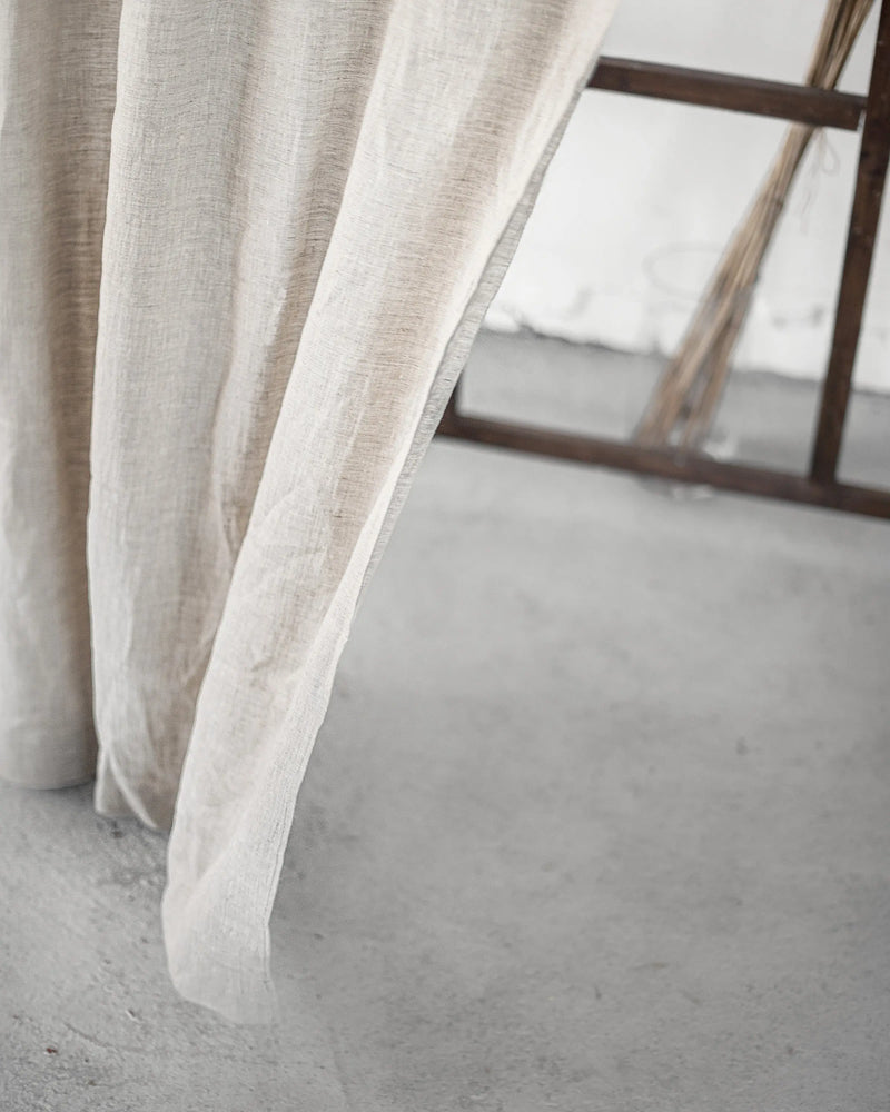 Night Blue linen curtain with tabs - Puck's