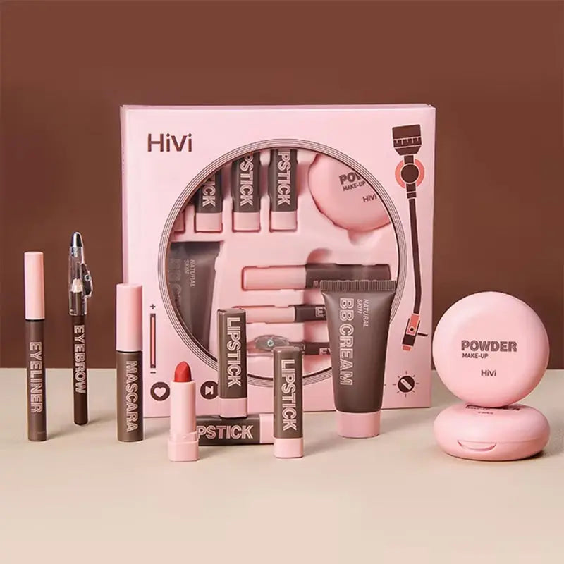 Nine-Piece Makeup Gift Set, Powder Gift Set, Glue, Limited Edition Lipstick, Mascara, Eyebrow Pencil Set Gift for Wife - Puck's