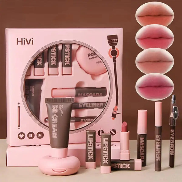 Nine-Piece Makeup Gift Set, Powder Gift Set, Glue, Limited Edition Lipstick, Mascara, Eyebrow Pencil Set Gift for Wife - Puck's