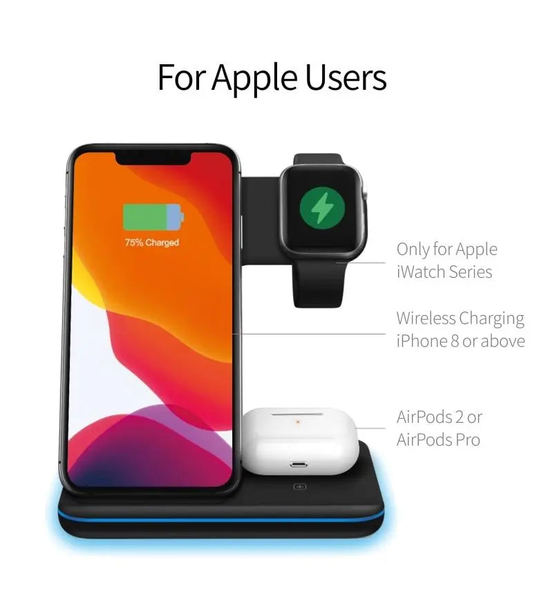 Ninja 15W 3 in 1 Fast Wireless Charging Station for Mobile Phones - Puck's