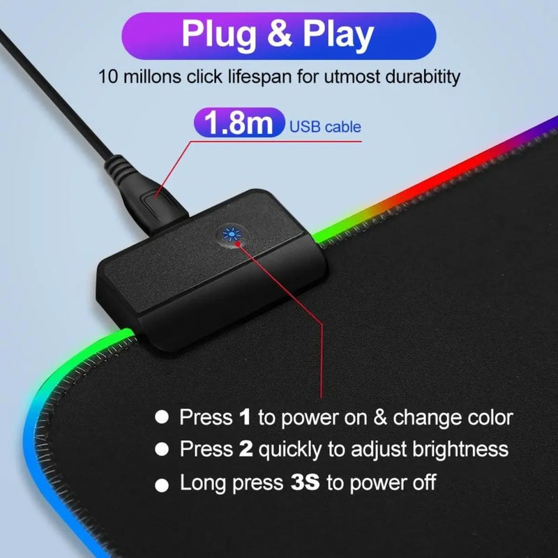 Ninja Dragons RGB Gaming 1 Touch Light Up Mouse Pad - Large Size - Puck's