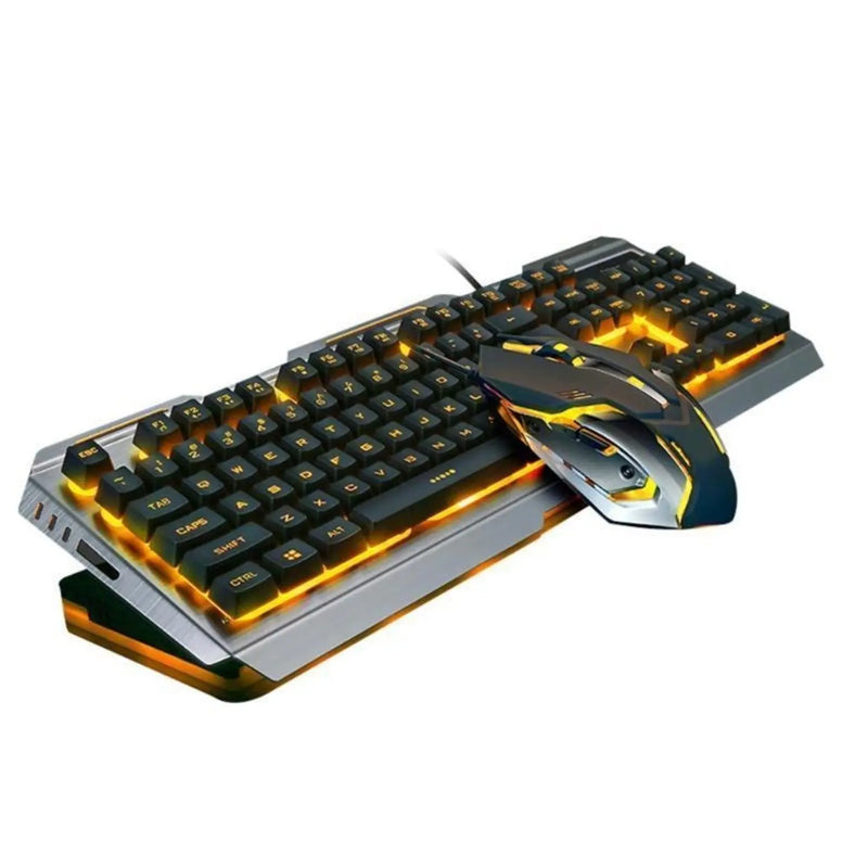 Ninja Dragons Tungsten Gold Metal Frame Gaming Keyboard and Mouse Set - Puck's