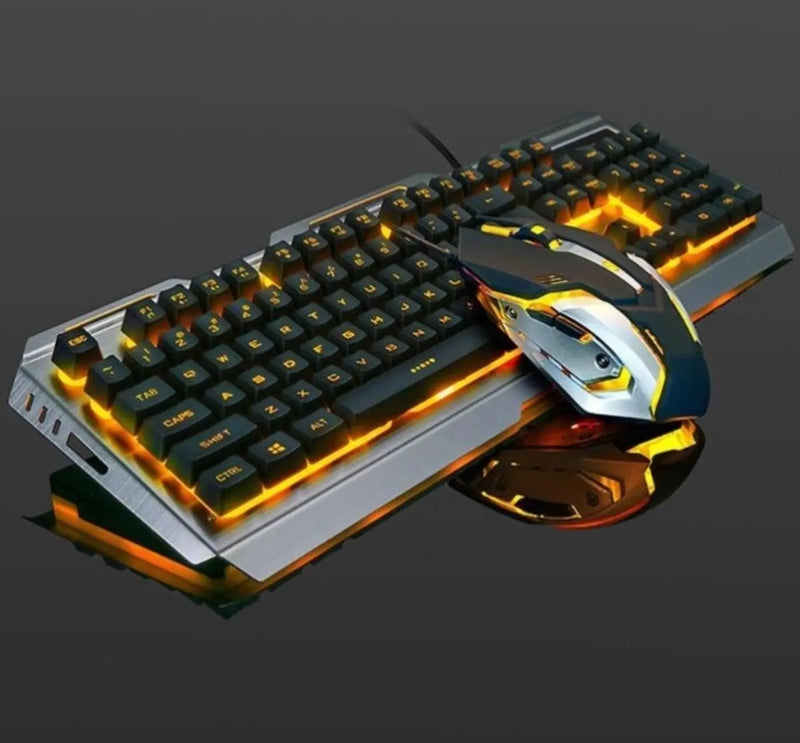 Ninja Dragons Tungsten Gold Metal Frame Gaming Keyboard and Mouse Set - Puck's
