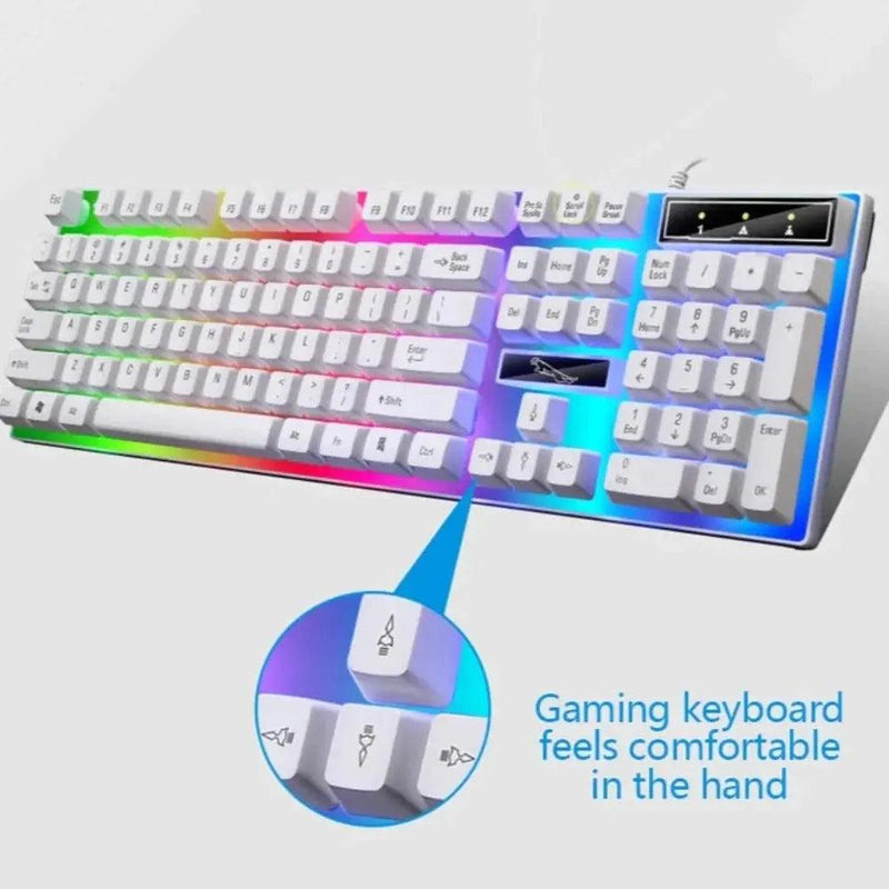 Ninja Dragons White Knight Gaming Keyboard and Mouse Set - Puck's