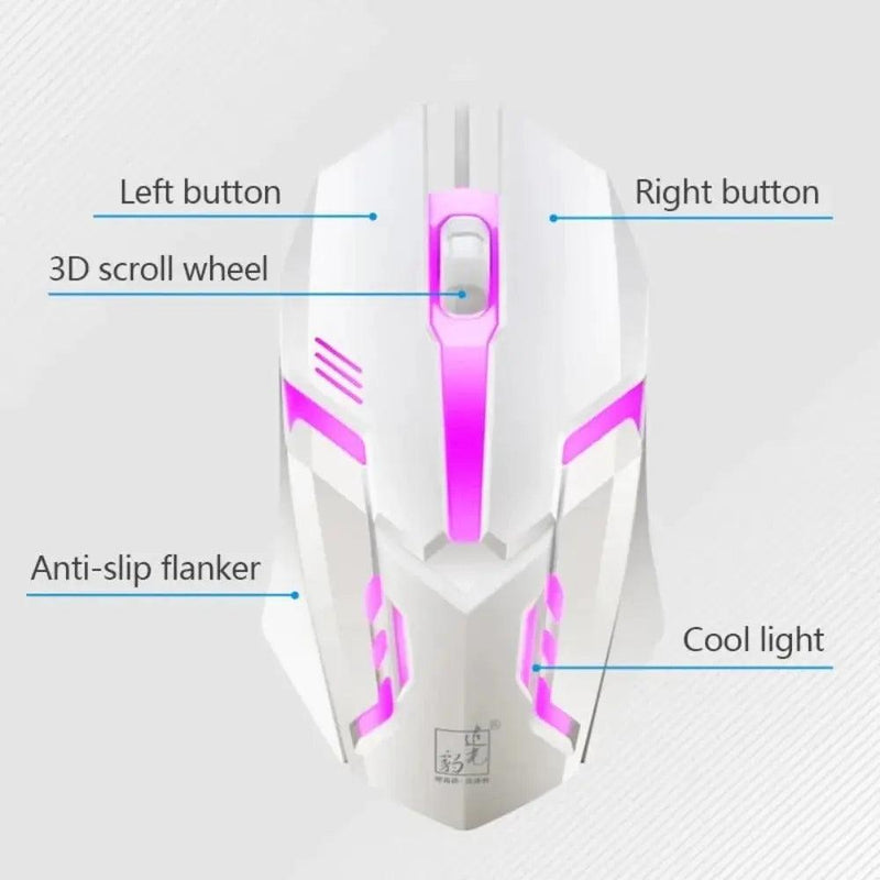 Ninja Dragons White Knight Gaming Keyboard and Mouse Set - Puck's